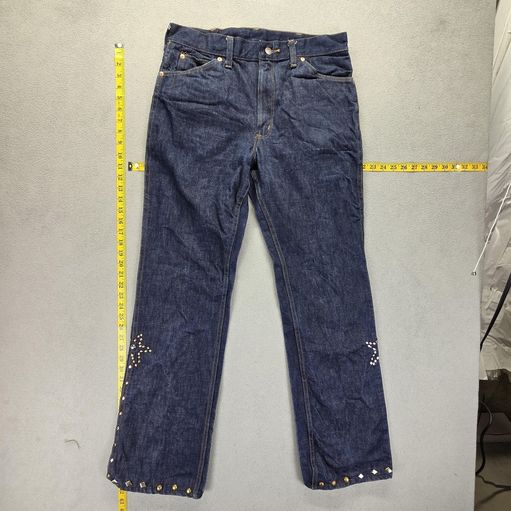 Roebucks Jeans Womens 32x32 Blue High Rise Straight Studded Dark Wash Zip Fly